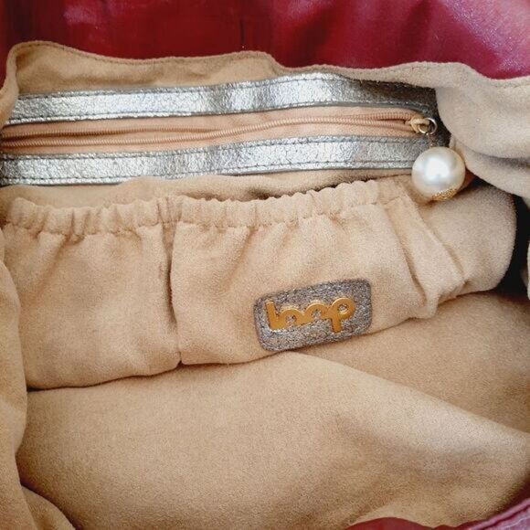 LOOP Boho Crossbody Hobo Leaf Applique Purse Shoulder Bag Mauve - Picture 14 of 15